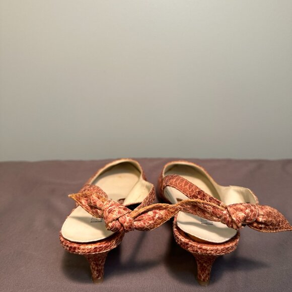 Rebecca Blue Kitten Heel Sling Back Reptile Print Sandal - Picture 4 of 6